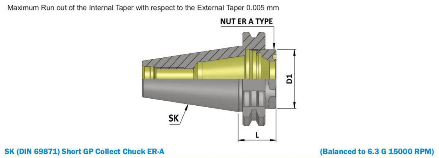 SK50 ER32A 32.00 ER Collet Chuck (AD) (Balanced to G6.3 15000 RPM) (DIN 6499)